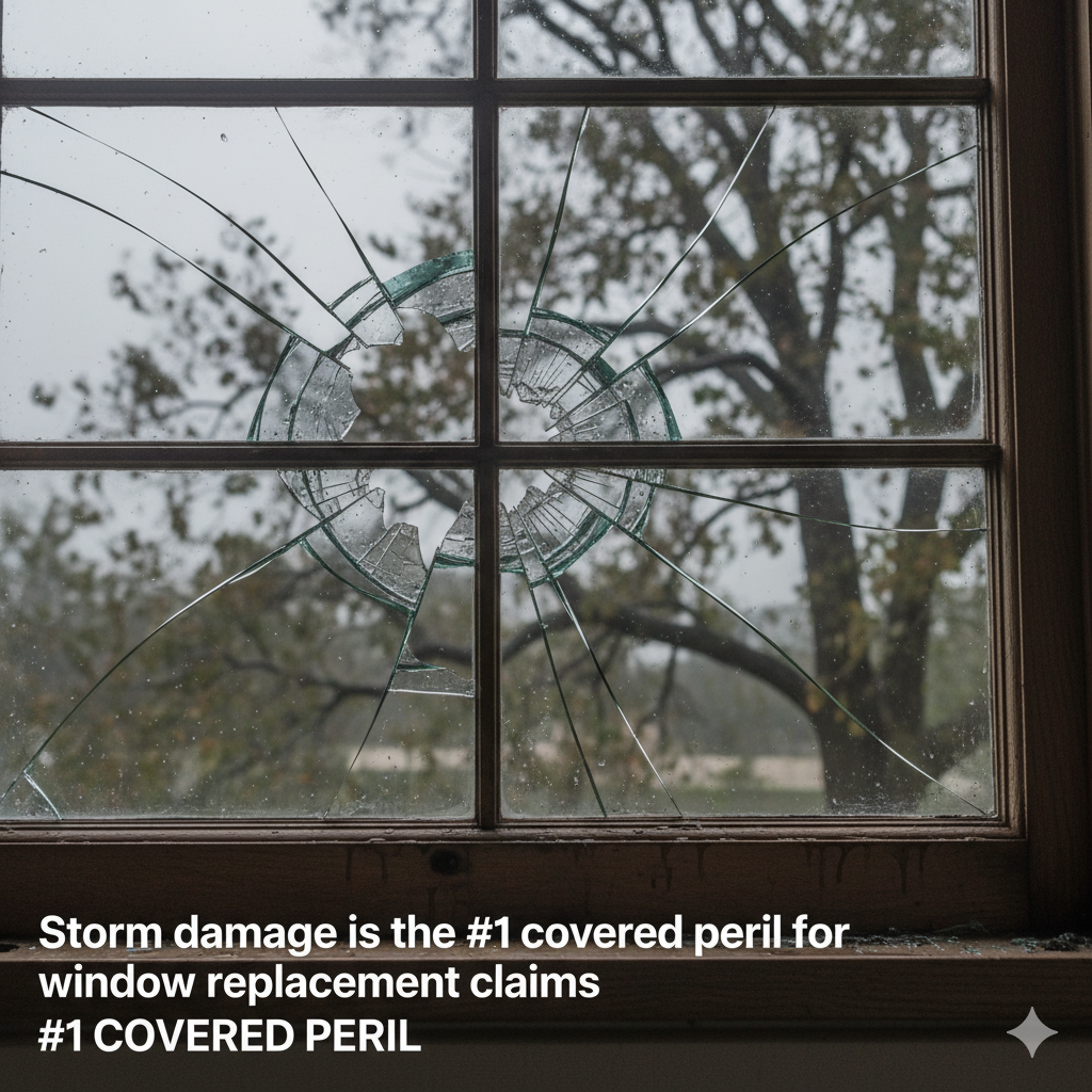 Storm damage is the covered peril for window replacement claims