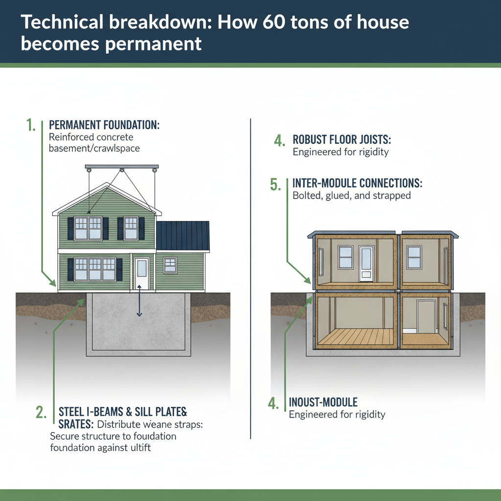 Technical breakdown: How 60 tons of house becomes permanent